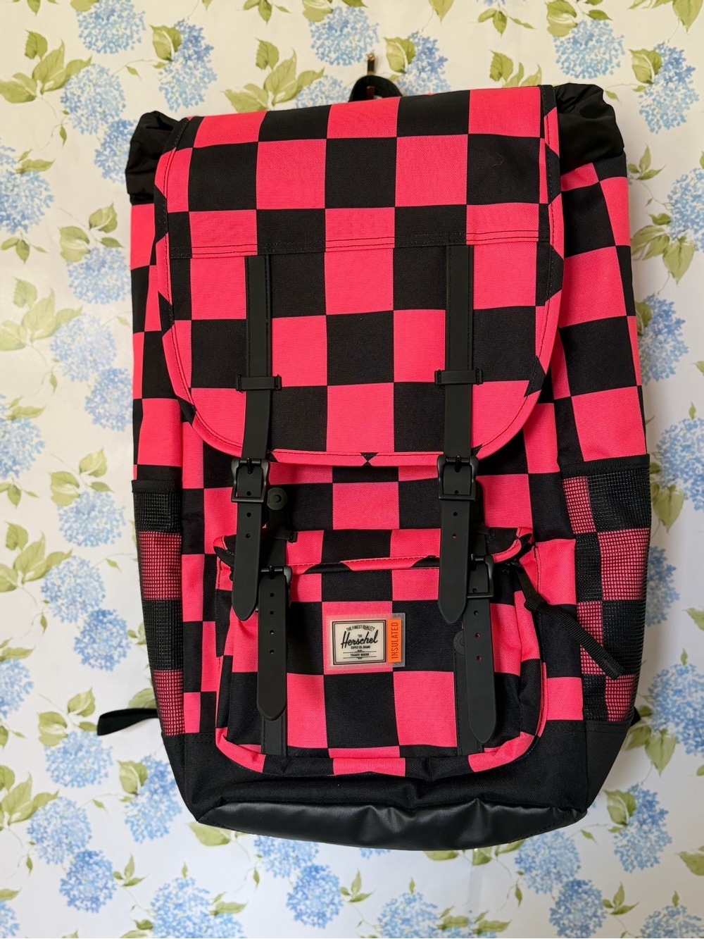 Herschel Supply Company Pink & Black Checkerboard Backpack thermal insulated